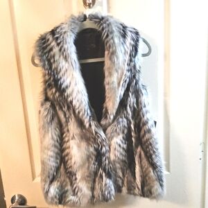 Black and White Striped Fur Vest